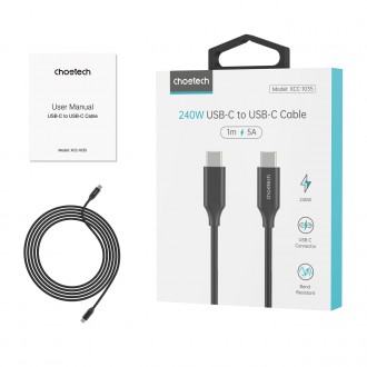 Choetech nabíjecí a datový kabel USB-C - USB-C PD3.1 240W 480 Mbps 2m černý (XCC-1036)