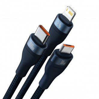 [RETURNED ITEM] Kabel Baseus Flash Series II USB - USB typu C / Lightning / micro USB 100 W 1,2 m modrý (CASS030003)