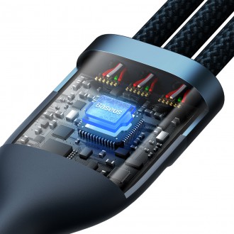[RETURNED ITEM] Kabel Baseus Flash Series II USB - USB typu C / Lightning / micro USB 100 W 1,2 m modrý (CASS030003)