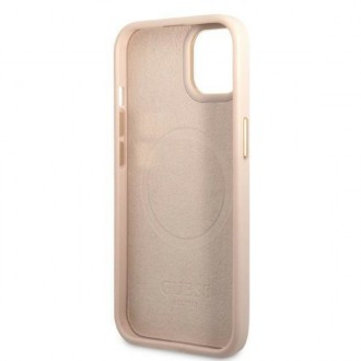 Guess GUHMP13MU4GPRP iPhone 13 6.1 &quot;pink / pink hard case 4G Logo Plate MagSafe