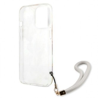 Guess GUHCP13LHFLSU iPhone 13 Pro / 13 6,1&quot; fialové/fialové pevné pouzdro Flower Strap