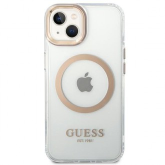Guess GUHMP14SHTRMD iPhone 14 6.1 &quot;gold / gold hard case Metal Outline Magsafe