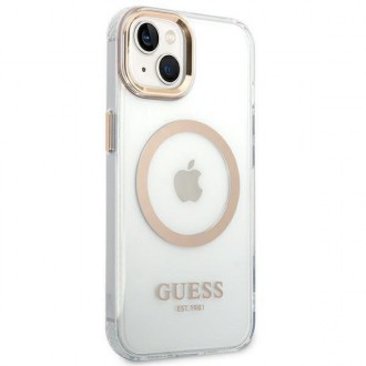 Guess GUHMP14SHTRMD iPhone 14 6.1 &quot;gold / gold hard case Metal Outline Magsafe