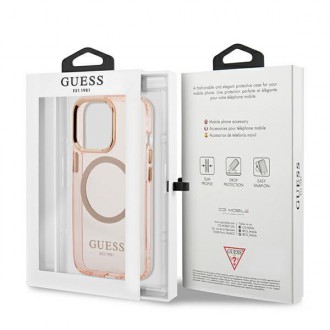 Guess GUHMP13LHTCMP iPhone 13 Pro / 13 6,1&quot; růžové/růžové pevné pouzdro Gold Outline Translucent MagSafe