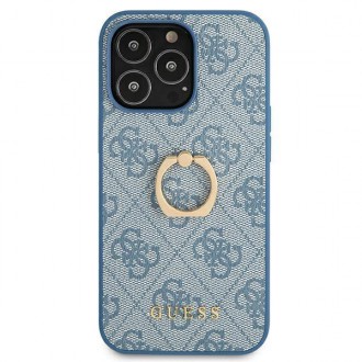 Guess GUHCP13L4GMRBL iPhone 13 Pro / 13 6,1&quot; modro/modrý pevný obal 4G s kroužkovým stojánkem
