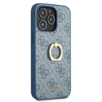 Guess GUHCP13L4GMRBL iPhone 13 Pro / 13 6,1&quot; modro/modrý pevný obal 4G s kroužkovým stojánkem