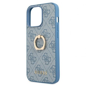 Guess GUHCP13L4GMRBL iPhone 13 Pro / 13 6,1&quot; modro/modrý pevný obal 4G s kroužkovým stojánkem