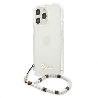Guess GUHCP13XKPSWH iPhone 13 Pro Max 6,7&quot; průhledné pevné pouzdro White Pearl