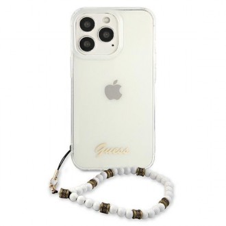 Guess GUHCP13XKPSWH iPhone 13 Pro Max 6,7&quot; průhledné pevné pouzdro White Pearl