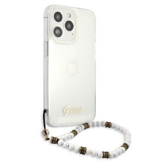 Guess GUHCP13XKPSWH iPhone 13 Pro Max 6,7&quot; průhledné pevné pouzdro White Pearl
