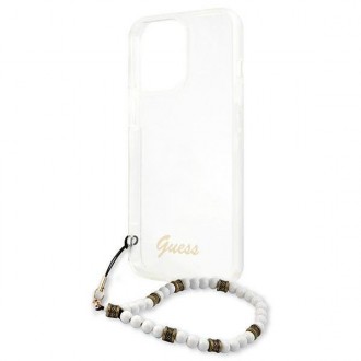 Guess GUHCP13XKPSWH iPhone 13 Pro Max 6,7&quot; průhledné pevné pouzdro White Pearl