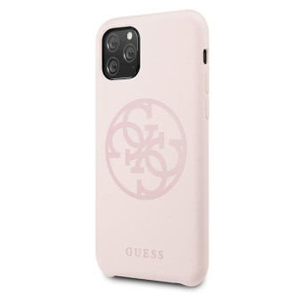 Guess GUHCN65LS4GLP iPhone 11 Pro Max světle růžové/světle růžové pevné pouzdro silikonové 4G Tone On Tone