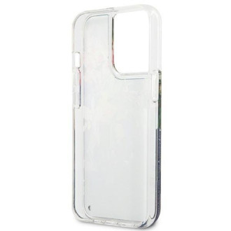 Guess GUHCP13XLFLSB iPhone 13 Pro Max 6,7&quot; modro/modré pevné pouzdro Flower Liquid Glitter