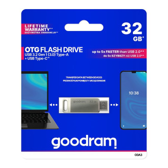 Flash disk 32GB USB 3.2 Gen 1 USB / USB C OTG ODA3 Goodram – stříbrný