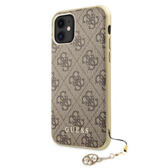 Guess GUHCN61GF4GBR iPhone 11 6.1&quot; / Xr hnědé/hnědé pevné pouzdro 4G Charms Collection