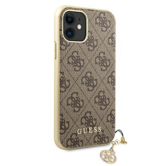 Guess GUHCN61GF4GBR iPhone 11 6.1&quot; / Xr hnědé/hnědé pevné pouzdro 4G Charms Collection