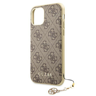 Guess GUHCN61GF4GBR iPhone 11 6.1&quot; / Xr hnědé/hnědé pevné pouzdro 4G Charms Collection