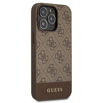 Guess GUHCP13XG4GLBR iPhone 13 Pro Max 6,7&quot; hnědé/hnědé pevné pouzdro 4G Stripe Collection