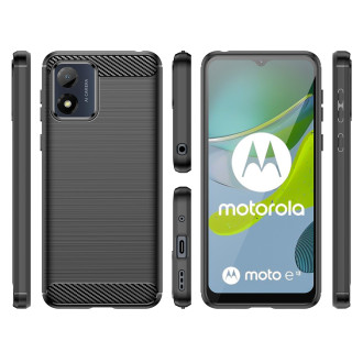 Carbon Case pro Motorola Moto E13 flexibilní silikonový karbonový kryt černý