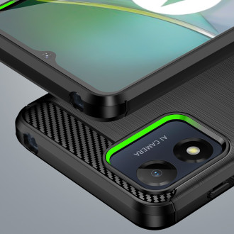 Carbon Case pro Motorola Moto E13 flexibilní silikonový karbonový kryt černý