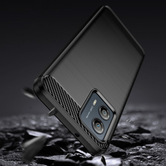 Carbon Case pro Motorola Moto G53 flexibilní silikonový karbonový kryt černý