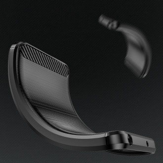 Carbon Case pro Motorola Moto G53 flexibilní silikonový karbonový kryt černý