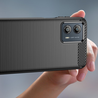 Carbon Case pro Motorola Moto G53 flexibilní silikonový karbonový kryt černý