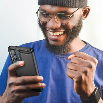 Carbon Case pro Motorola Moto G53 flexibilní silikonový karbonový kryt černý