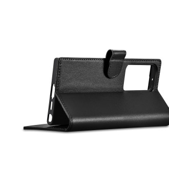 iCarer Wallet Case pro Samsung Galaxy S23 Ultra kožené pouzdro peněženka černá