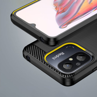 Karbonové pouzdro pro Xiaomi Redmi 11A / Poco C55 / Redmi 12C flexibilní silikonový karbonový kryt černý