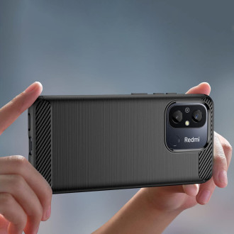Karbonové pouzdro pro Xiaomi Redmi 11A / Poco C55 / Redmi 12C flexibilní silikonový karbonový kryt černý