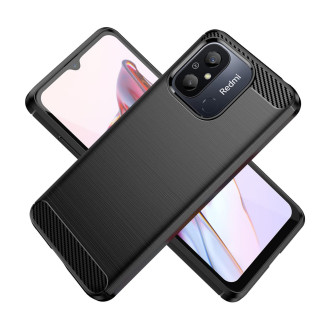 Karbonové pouzdro pro Xiaomi Redmi 11A / Poco C55 / Redmi 12C flexibilní silikonový karbonový kryt černý
