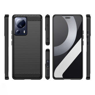 Pouzdro Carbon Case pro Xiaomi 13 Lite flexibilní silikonový karbonový kryt černý