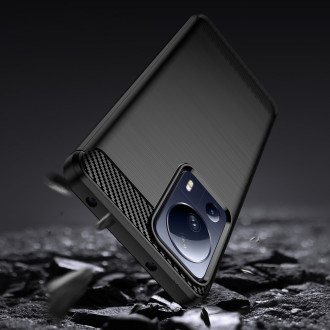 Pouzdro Carbon Case pro Xiaomi 13 Lite flexibilní silikonový karbonový kryt černý