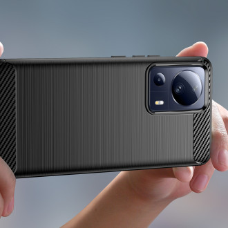 Pouzdro Carbon Case pro Xiaomi 13 Lite flexibilní silikonový karbonový kryt černý