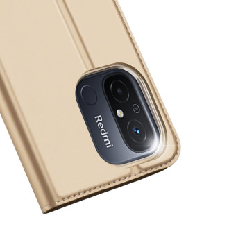 Dux Ducis Skin Pro Case pro Xiaomi Redmi 11A / Poco C55 / Redmi 12C Cover Flip Card Wallet Stand Gold