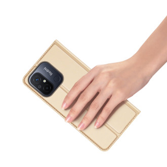 Dux Ducis Skin Pro Case pro Xiaomi Redmi 11A / Poco C55 / Redmi 12C Cover Flip Card Wallet Stand Gold