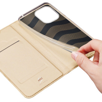Dux Ducis Skin Pro Case pro Xiaomi Redmi 11A / Poco C55 / Redmi 12C Cover Flip Card Wallet Stand Gold