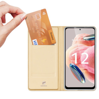 Dux Ducis Skin Pro Case pro Xiaomi Redmi Note 12 Cover Flip Card Wallet Stand Gold