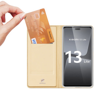Dux Ducis Skin Pro Case pro Xiaomi 13 Lite Flip Card Wallet Stand Gold