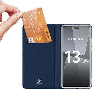 Pouzdro Dux Ducis Skin Pro pro Xiaomi 13 Lite flip cover card stojánek na peněženku modrý