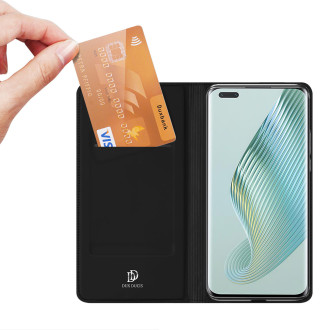 Dux Ducis Skin Pro Case pro Honor Magic5 Pro Flip Card Wallet Stand Black