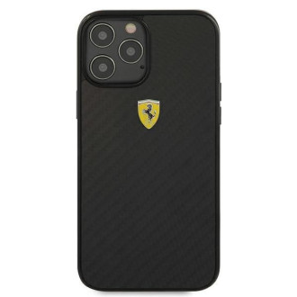 Ferrari FERCAHCP12LBK iPhone 12 Pro Max 6,7&quot; černo/černé pevné pouzdro On Track Real Carbon