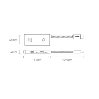 Baseus Lite Series multifunctional HUB USB Type C - 2 x USB 3.0 / USB Type C PD / HDMI 1,4 / SD / TF white (WKQX050102)