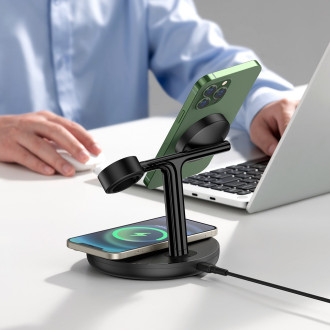 Baseus Swan stand 3in1 magnetic charger with USB Type C cable 1m black (WXTE000101)