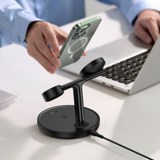 Baseus Swan stand 3in1 magnetic charger with USB Type C cable 1m black (WXTE000101)