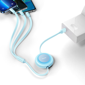 Baseus Bright Mirror 2 3in1 USB Type A cable - micro USB + Lightning + USB Type C 3.5A 1.1m blue (CAMJ010017)