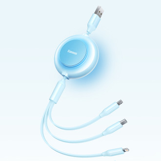 Baseus Bright Mirror 2 3in1 USB Type A cable - micro USB + Lightning + USB Type C 3.5A 1.1m blue (CAMJ010017)