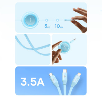 Baseus Bright Mirror 2 3in1 USB Type A cable - micro USB + Lightning + USB Type C 3.5A 1.1m blue (CAMJ010017)