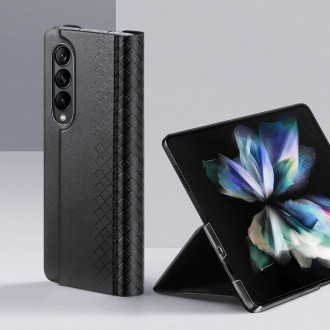 Pouzdro Dux Ducis Bril pro Samsung Galaxy Z Fold 3 flip cover card stojánek na peněženku černý